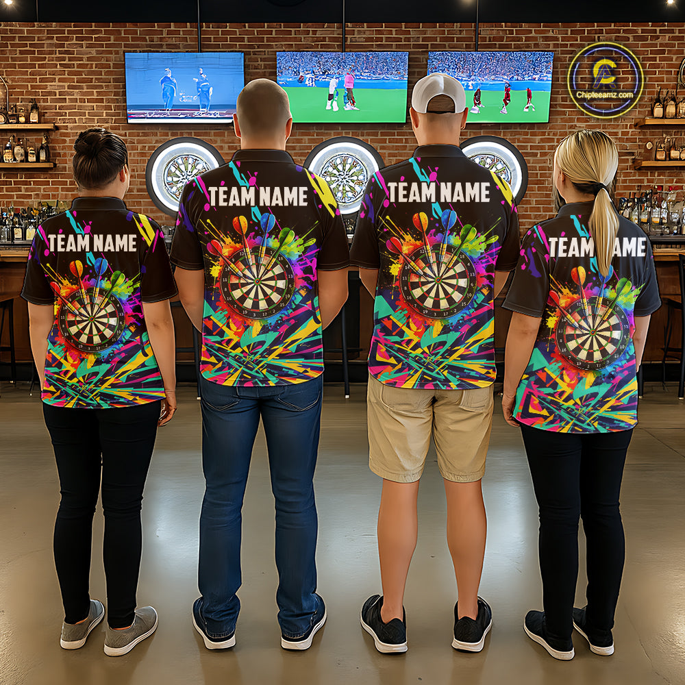 Personalized Colorful Darts Shirt For Men Custom Darts Team Jersey Polo & 1/4 Zip Shirts NQS11374