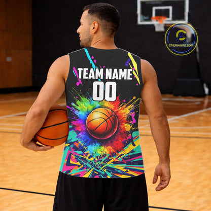 Personalized Colorful Basketball vest, t-shirt, long sleeve, hoodie custom Basketball team jerseys NQS11376