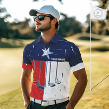 Load image into Gallery viewer, Texas Flag Golf Clubs Mens Golf polo shirt Custom patriotic Mens golf top, personalized golf gifts NQS10381