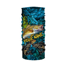 Load image into Gallery viewer, Blue camo walleye fishing custom UV protection long sleeve fishing shirts, walleye tournament jerseys NQS5144