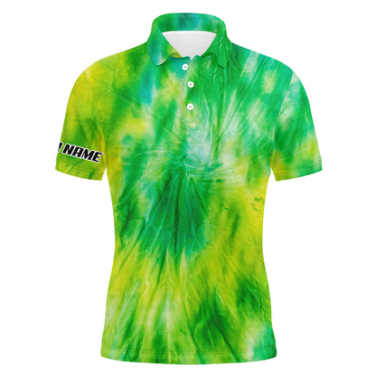 Mens golf polo shirts yellow green tie dye pattern custom pattern golf shirt for men, golf tops mens NQS5647