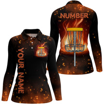 Load image into Gallery viewer, Flame Disc golf basket Polo shirt for women custom name and number team Disc golf jerseys NQS8874
