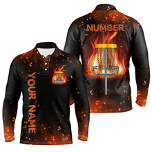 Load image into Gallery viewer, Flame Disc golf basket Polo shirts for men custom name and number team Disc golf jerseys NQS8874