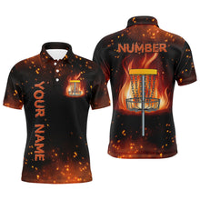 Load image into Gallery viewer, Flame Disc golf basket Polo shirts for men custom name and number team Disc golf jerseys NQS8874