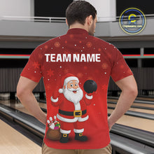 Load image into Gallery viewer, Funny Santa Bowling Red Christmas snowflake pattern Men&#39;s Bowling shirts Custom Xmas Bowling Outfits NQS10992