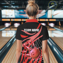 Load image into Gallery viewer, Red flame short-sleeve, long-sleeve bowling shirts for women Custom Team bowling outfit women NQS11393