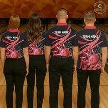 Load image into Gallery viewer, Red flame short-sleeve, long-sleeve bowling shirts for women Custom Team bowling outfit women NQS11393