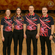Load image into Gallery viewer, Red flame short-sleeve, long-sleeve bowling shirts for women Custom Team bowling outfit women NQS11393
