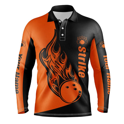 Black Orange personalized bowling shirt for men – custom name design side view