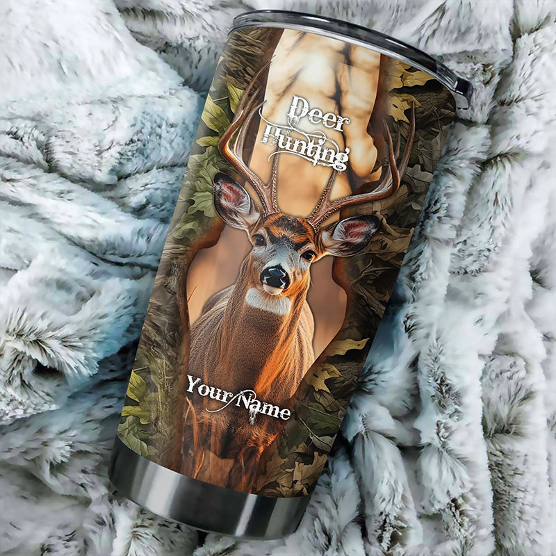 1PC Deer Hunting camouflage Customize name Tumbler Cup - Personalized hunting gift for hunters - NQSD40