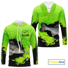 Load image into Gallery viewer, Personalized Striped Bass fishing Performance long sleeve Fishing Shirt, Striper fishing jersey|Green NQS11194
