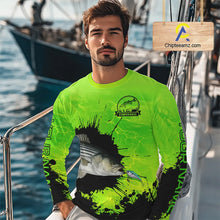 Load image into Gallery viewer, Personalized Striped Bass fishing Performance long sleeve Fishing Shirt, Striper fishing jersey|Green NQS11194