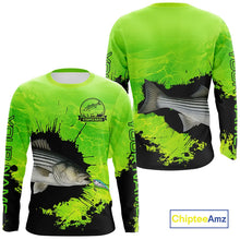 Load image into Gallery viewer, Personalized Striped Bass fishing Performance long sleeve Fishing Shirt, Striper fishing jersey|Green NQS11194