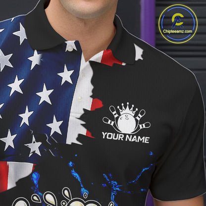 Funny Beer Bowling Shirts for Men Custom US Flag Patriotic Team Bowling Jerseys Uniforms NQS11602