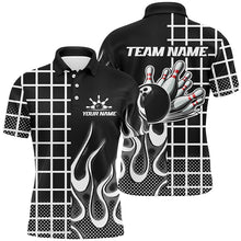 Load image into Gallery viewer, Black and white retro Bowling Polo, Quarter Zip Shirt for Men Custom Bowling Team League Jerseys NQS7588