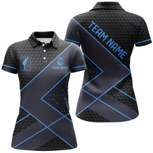 Load image into Gallery viewer, Black and Blue Womens golf polo shirts custom golf apparel for women, personalized ladies golf gifts NQS8000