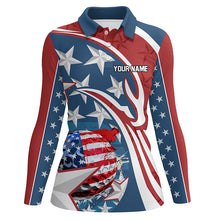 Load image into Gallery viewer, American Flag Womens golf polo shirts Custom patriotic golf outfits women, personalized golf gifts NQS8205