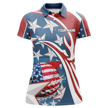 Load image into Gallery viewer, American Flag Womens golf polo shirts Custom patriotic golf outfits women, personalized golf gifts NQS8205