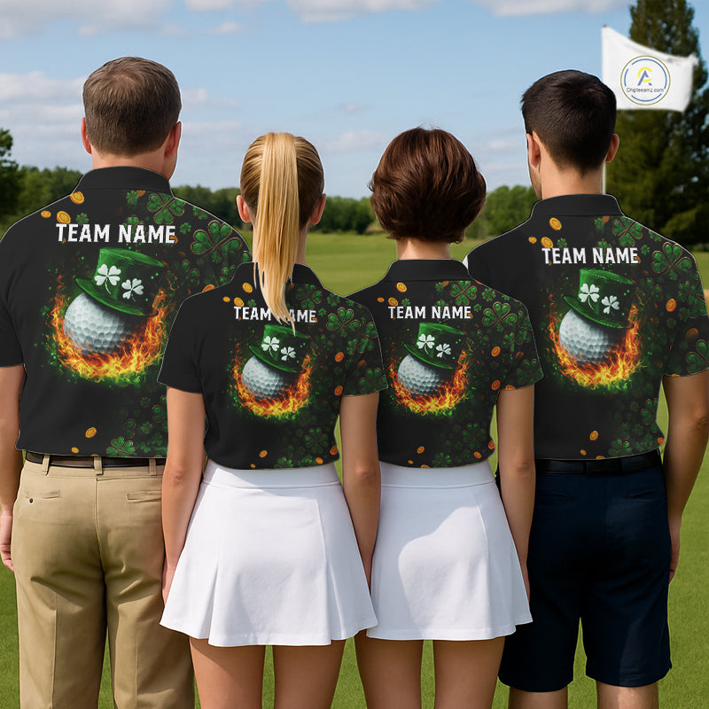Personalized Green Clover St Patrick's Day pattern Golf Polo Shirts For Women, Best ladies golf wear NQS11207