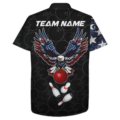 American Flag Eagle Hawaiian bowling shirts Custom patriotic team bowling jerseys, gift for bowlers NQS11406