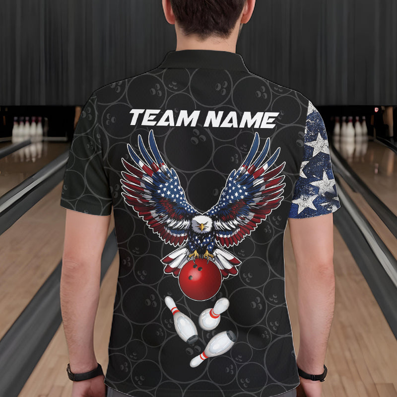 American Flag Eagle Bowling shirts for men Custom patriotic team bowling jerseys, gift for bowlers NQS11406