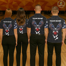 Load image into Gallery viewer, American Flag Eagle Bowling shirts for Women Custom patriotic team bowling jerseys, gift for bowlers NQS11406