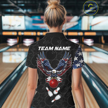Load image into Gallery viewer, American Flag Eagle Bowling shirts for Women Custom patriotic team bowling jerseys, gift for bowlers NQS11406