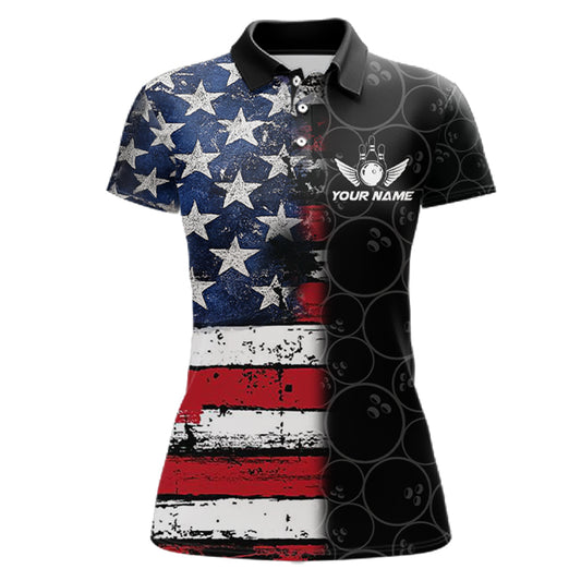 American Flag Eagle Bowling shirts for Women Custom patriotic team bowling jerseys, gift for bowlers NQS11406