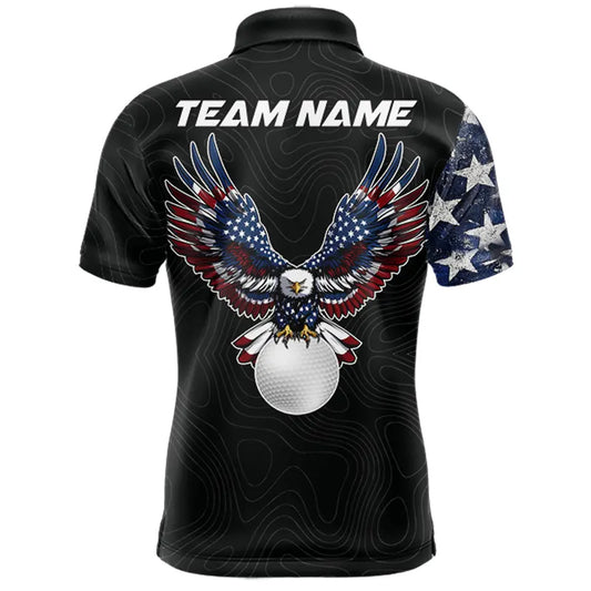 American Flag Eagle matching men and womens golf shirts  Custom patriotic couples golf apparel NQS11407