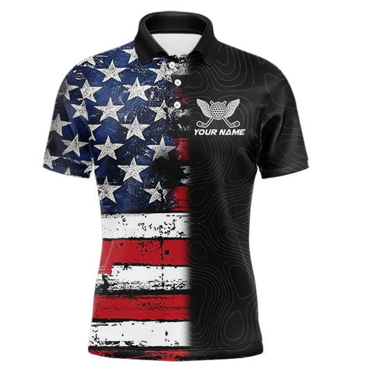 American Flag Eagle matching men and womens golf shirts  Custom patriotic couples golf apparel NQS11407