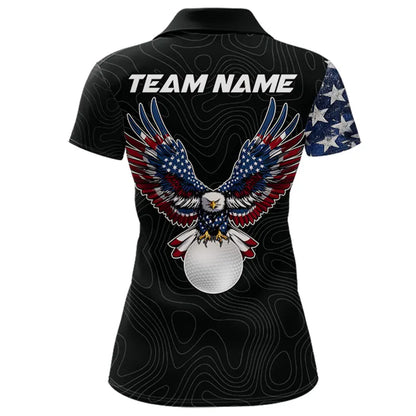 American Flag Eagle matching men and womens golf shirts  Custom patriotic couples golf apparel NQS11407
