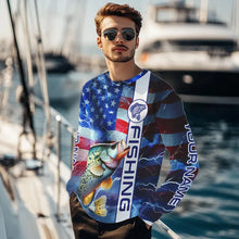 Load image into Gallery viewer, American flag Crappie lingtning Long Sleeve Fishing Shirts custom Patriotic Crappie fishing jerseys NQS9472