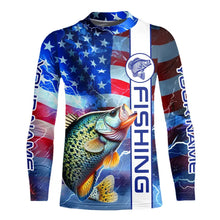 Load image into Gallery viewer, American flag Crappie lingtning Long Sleeve Fishing Shirts custom Patriotic Crappie fishing jerseys NQS9472