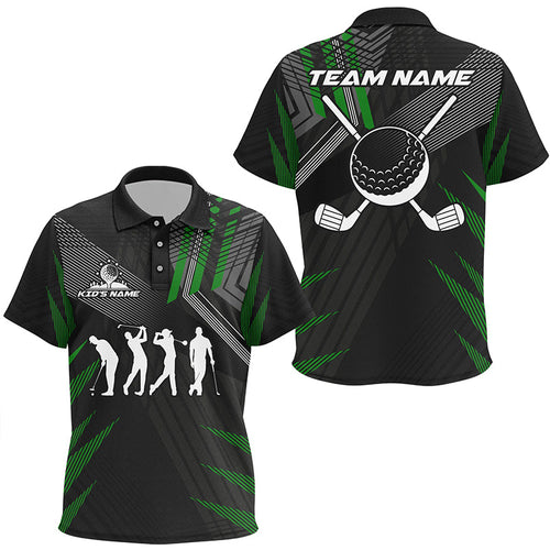 Kid golf polo shirts custom black and green golf clubs, team golf attire for Kid NQS7429