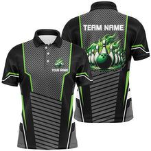 Load image into Gallery viewer, Green flame Bowling Polo, 1/4 Zip Shirt for Men Custom Black Bowling Team Jerseys gift for bowlers NQS7590