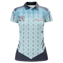 Load image into Gallery viewer, Blue argyle pattern womens golf polos custom golf tops for women, golf gifts for women NQS7592