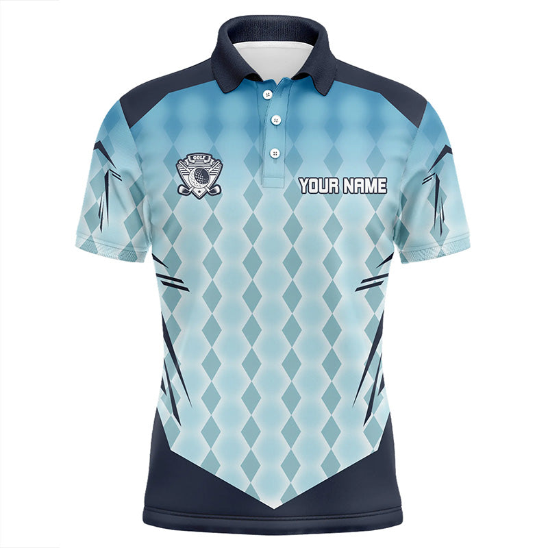 Blue argyle pattern men's golf polo shirts custom golf outfits for men, golf gifts for men NQS7592