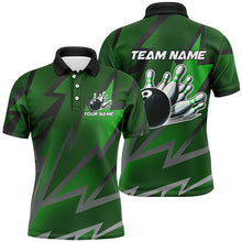 Load image into Gallery viewer, Green Lightning Thunder Storm Team bowling shirts for Men custom bowling Polo, Quarter zip jerseys NQS9140
