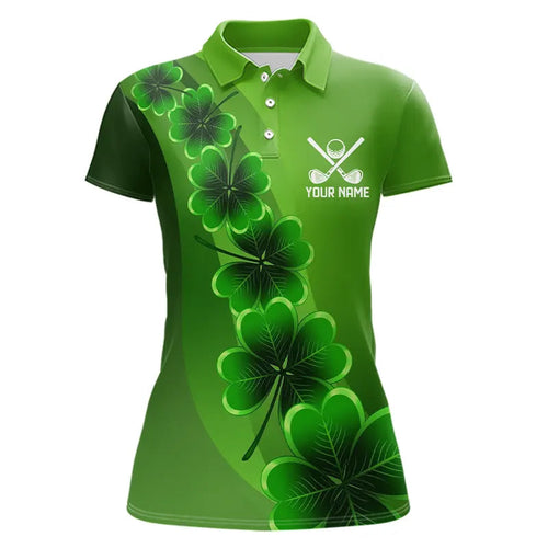 Green shamrock Lucky Women polo golf shirts Custom St Patrick Day golf apparel for ladies NQS9485
