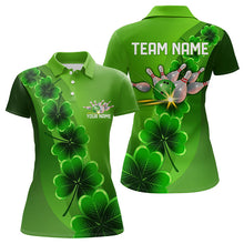 Load image into Gallery viewer, Green shamrock Lucky Bowling Polo, 1/4 Zip Shirt for Women Custom St Patrick Day Bowling Team Jerseys NQS9486
