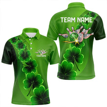 Load image into Gallery viewer, Green shamrock Lucky Bowling Polo, 1/4 Zip Shirt for Men Custom St Patrick Day Bowling Team Jerseys NQS9486