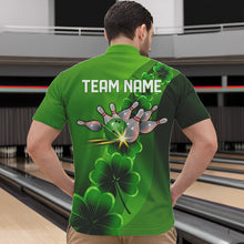 Load image into Gallery viewer, Green shamrock Lucky Bowling Polo, 1/4 Zip Shirt for Men Custom St Patrick Day Bowling Team Jerseys NQS9486