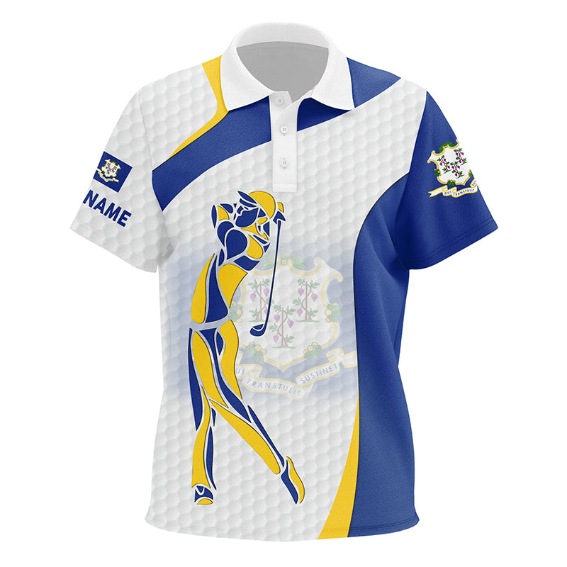 Connecticut Flag Kid golf polo shirts custom patriotic golf shirts for Kid, unique golf apparel NQS7441