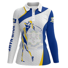 Load image into Gallery viewer, Connecticut Flag Womens golf polo shirt custom patriotic golf outfit women, unique ladies golf apparel NQS7441