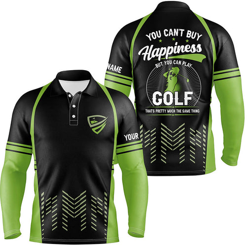 Green black mens golf polo shirts custom You can't buy happiness But you can play golf, golf outfits NQS7594