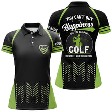 Load image into Gallery viewer, Green black womens golf polo shirts custom You can&#39;t buy happiness But you can play golf, golf outfits NQS7594