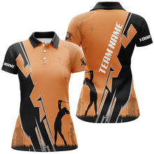 Load image into Gallery viewer, Women golf polo shirts custom orange and black ladies golf tops, best golf gifts NQS7781