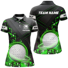 Load image into Gallery viewer, Black and Green Light Golf ball Womens golf polo shirts custom golf apparel for ladies NQS8014