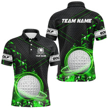 Load image into Gallery viewer, Black and Green Light Golf ball Mens golf polo shirts custom golf apparel for men NQS8014