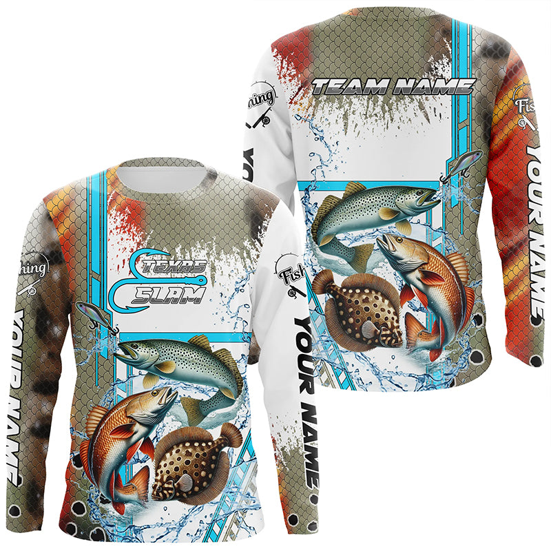 Redfish, Trout, Flounder fishing scales custom fishing team jerseys, Texas Slam fishing apparel NQS9144